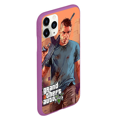 Чехол iPhone 11 Pro матовый GTA 5: Gangsta / 3D-Фиолетовый – фото 2