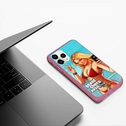 Чехол iPhone 11 Pro матовый GTA 5: Selfie Girl, цвет: 3D-малиновый — фото 2
