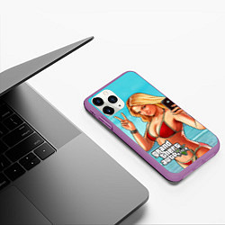 Чехол iPhone 11 Pro матовый GTA 5: Selfie Girl, цвет: 3D-фиолетовый — фото 2