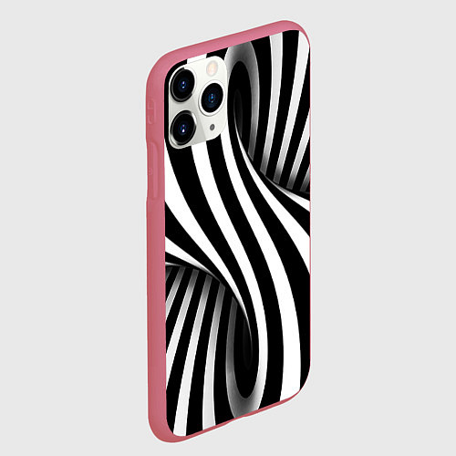 Чехол iPhone 11 Pro матовый Оптические иллюзии / 3D-Малиновый – фото 2