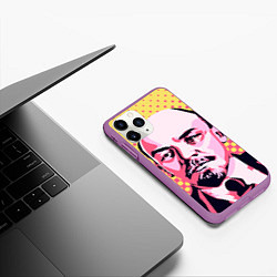 Чехол iPhone 11 Pro матовый Ленин: поп-арт, цвет: 3D-фиолетовый — фото 2