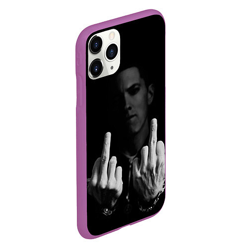 Чехол iPhone 11 Pro матовый Eminem Fuck / 3D-Фиолетовый – фото 2