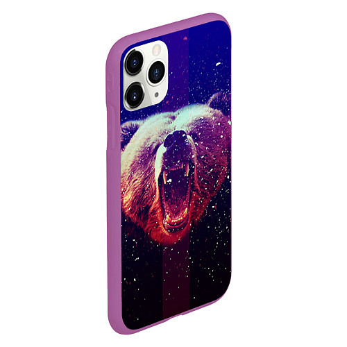 Чехол iPhone 11 Pro матовый Roar Bear / 3D-Фиолетовый – фото 2