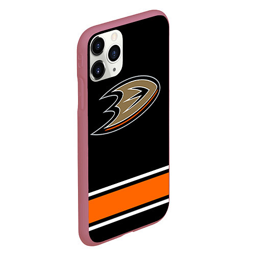 Чехол iPhone 11 Pro матовый Anaheim Ducks Selanne / 3D-Малиновый – фото 2