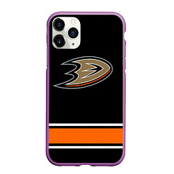 Чехол iPhone 11 Pro матовый Anaheim Ducks Selanne, цвет: 3D-фиолетовый