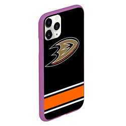 Чехол iPhone 11 Pro матовый Anaheim Ducks Selanne, цвет: 3D-фиолетовый — фото 2