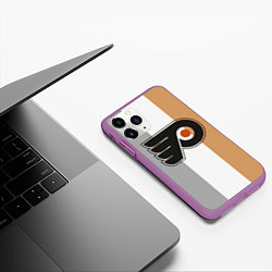 Чехол iPhone 11 Pro матовый Philadelphia Flyers, цвет: 3D-фиолетовый — фото 2