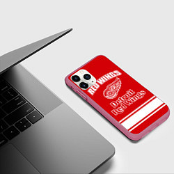Чехол iPhone 11 Pro матовый Detroit red wings, цвет: 3D-малиновый — фото 2