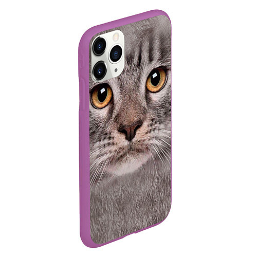 Чехол iPhone 11 Pro матовый Котик / 3D-Фиолетовый – фото 2