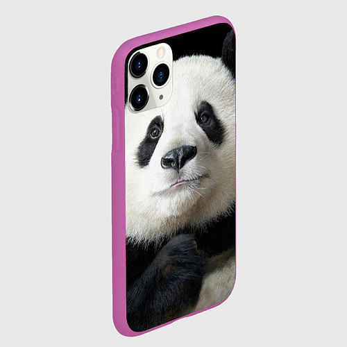 Чехол iPhone 11 Pro матовый Взгляд пандочки / 3D-Фиолетовый – фото 2