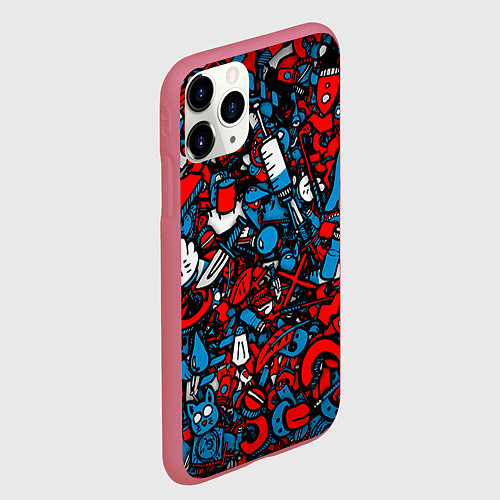 Чехол iPhone 11 Pro матовый Стикербомбинг / 3D-Малиновый – фото 2