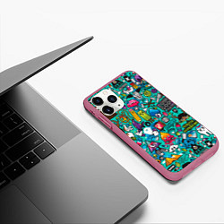 Чехол iPhone 11 Pro матовый Стикербомбинг, цвет: 3D-малиновый — фото 2