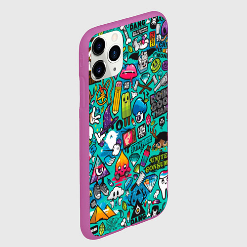 Чехол iPhone 11 Pro матовый Стикербомбинг / 3D-Фиолетовый – фото 2