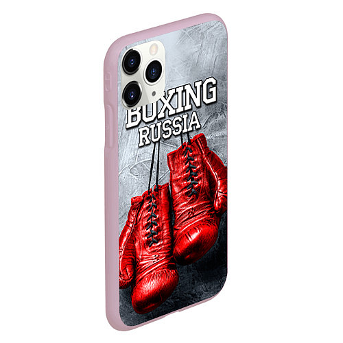 Чехол iPhone 11 Pro матовый Boxing Russia / 3D-Розовый – фото 2