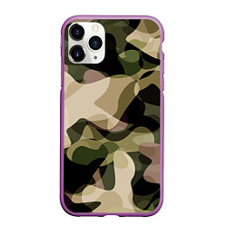 Чехол iPhone 11 Pro матовый Камуфляж, цвет: 3D-фиолетовый