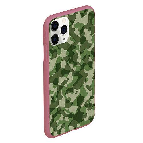 Чехол iPhone 11 Pro матовый Хаки / 3D-Малиновый – фото 2