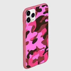 Чехол iPhone 11 Pro матовый Камуфляж: розовый/коричневый, цвет: 3D-малиновый — фото 2
