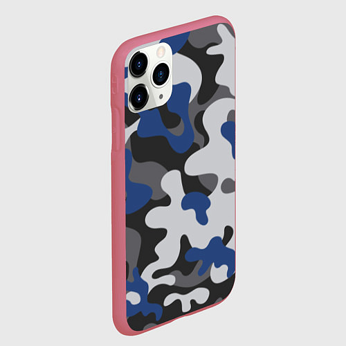 Чехол iPhone 11 Pro матовый Зимний камуфляж / 3D-Малиновый – фото 2