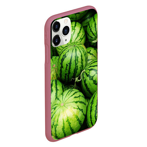 Чехол iPhone 11 Pro матовый Арбузы / 3D-Малиновый – фото 2