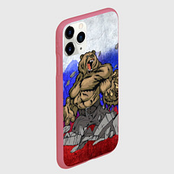 Чехол iPhone 11 Pro матовый Русский медведь, цвет: 3D-малиновый — фото 2