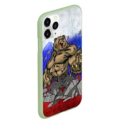 Чехол iPhone 11 Pro матовый Русский медведь, цвет: 3D-салатовый — фото 2