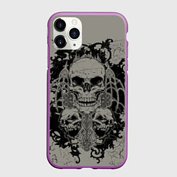 Чехол iPhone 11 Pro матовый Skulls, цвет: 3D-фиолетовый