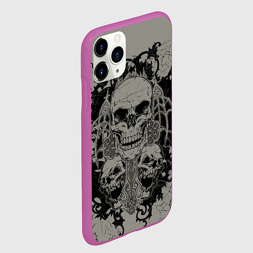 Чехол iPhone 11 Pro матовый Skulls / 3D-Фиолетовый – фото 2