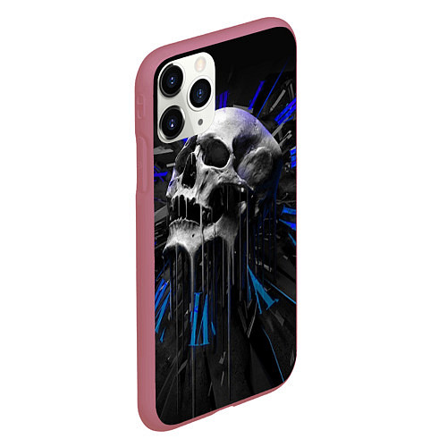 Чехол iPhone 11 Pro матовый Череп / 3D-Малиновый – фото 2