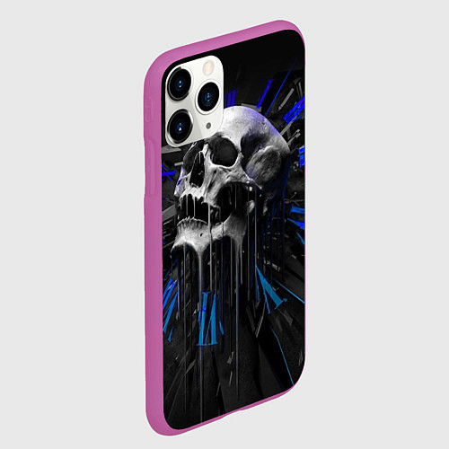 Чехол iPhone 11 Pro матовый Череп / 3D-Фиолетовый – фото 2