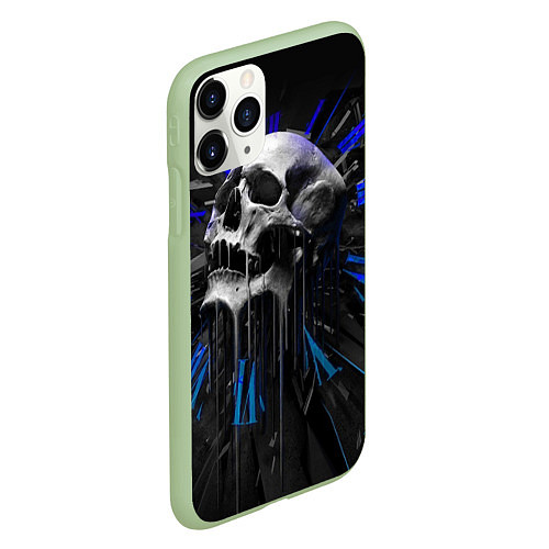 Чехол iPhone 11 Pro матовый Череп / 3D-Салатовый – фото 2