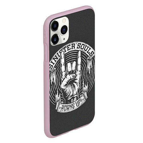 Чехол iPhone 11 Pro матовый Sinister Souls: Horns Up / 3D-Розовый – фото 2