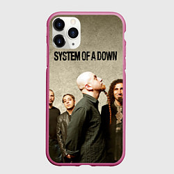 Чехол iPhone 11 Pro матовый System of a Down, цвет: 3D-малиновый