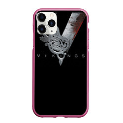 Чехол iPhone 11 Pro матовый Vikings Emblem, цвет: 3D-малиновый