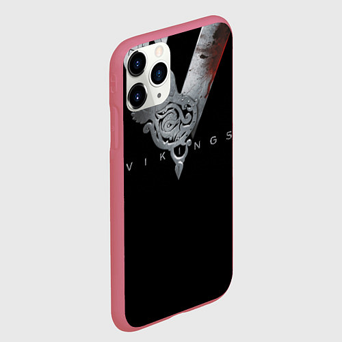 Чехол iPhone 11 Pro матовый Vikings Emblem / 3D-Малиновый – фото 2