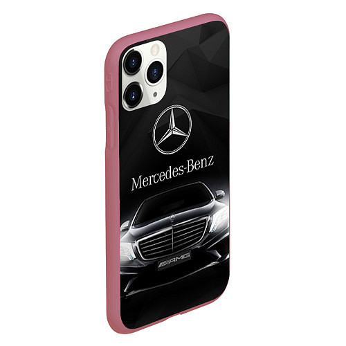 Чехол iPhone 11 Pro матовый Mercedes / 3D-Малиновый – фото 2