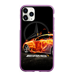 Чехол iPhone 11 Pro матовый Mercedes, цвет: 3D-фиолетовый