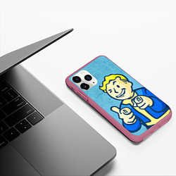 Чехол iPhone 11 Pro матовый Fallout: It's okey, цвет: 3D-малиновый — фото 2