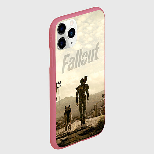 Чехол iPhone 11 Pro матовый Fallout City / 3D-Малиновый – фото 2