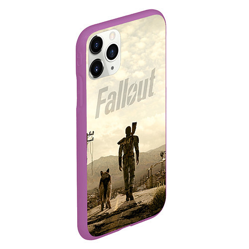 Чехол iPhone 11 Pro матовый Fallout City / 3D-Фиолетовый – фото 2