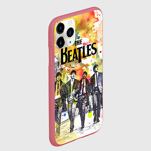 Чехол iPhone 11 Pro матовый The Beatles: Colour Spray / 3D-Малиновый – фото 2