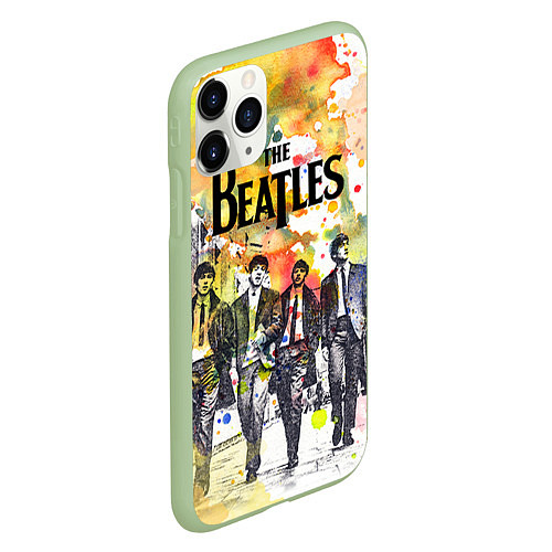 Чехол iPhone 11 Pro матовый The Beatles: Colour Spray / 3D-Салатовый – фото 2