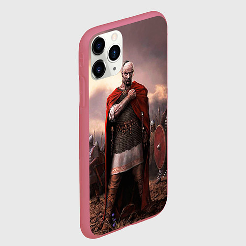Чехол iPhone 11 Pro матовый Князь Святослав Игоревич / 3D-Малиновый – фото 2