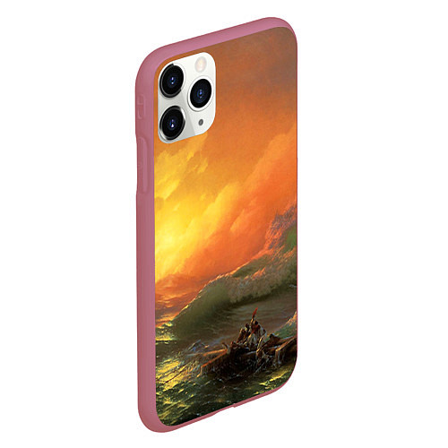 Чехол iPhone 11 Pro матовый Айвазовский - 9 Вал / 3D-Малиновый – фото 2