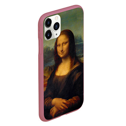 Чехол iPhone 11 Pro матовый Леонардо да Винчи - Мона Лиза / 3D-Малиновый – фото 2
