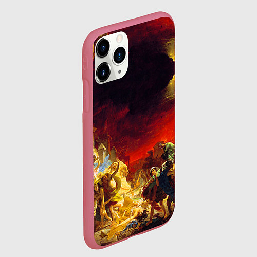 Чехол iPhone 11 Pro матовый Брюллов Последний день Помпеи / 3D-Малиновый – фото 2