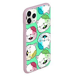 Чехол iPhone 11 Pro матовый Drop Dead: Kitty Heads, цвет: 3D-розовый — фото 2