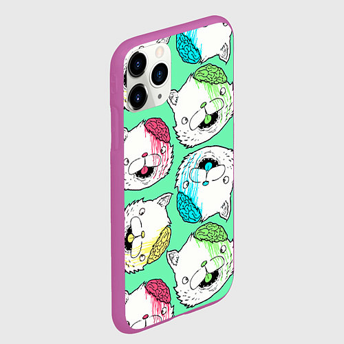 Чехол iPhone 11 Pro матовый Drop Dead: Kitty Heads / 3D-Фиолетовый – фото 2