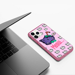 Чехол iPhone 11 Pro матовый Drop Dead: Meow, цвет: 3D-малиновый — фото 2