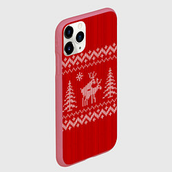 Чехол iPhone 11 Pro матовый Олени под елками, цвет: 3D-малиновый — фото 2
