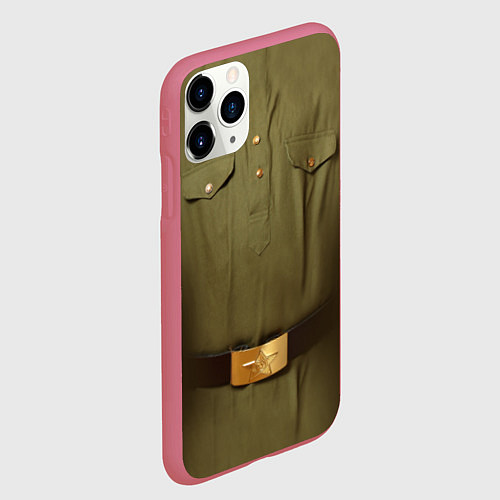 Чехол iPhone 11 Pro матовый Униформа солдата / 3D-Малиновый – фото 2